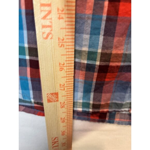 Mossimo Supply Co Mens Athletic Fit Plaid Button-Up Shirt Blue/Red Size L - Picture 9 of 13